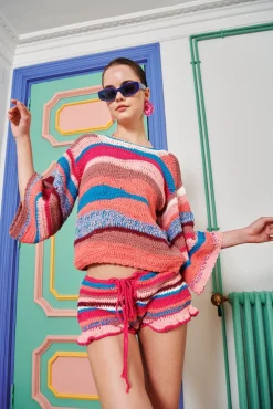 Celia B Caspio Top Red-Women Crochet