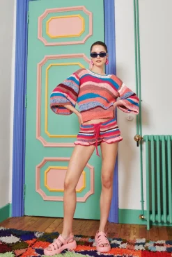 Celia B Caspio Top Red-Women Crochet