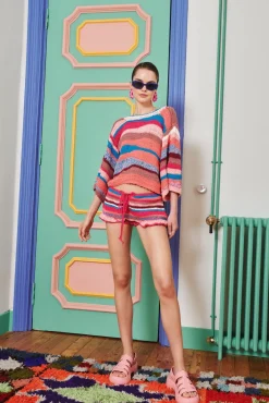 Celia B Caspio Top Red-Women Crochet