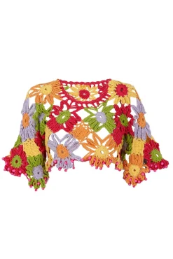 Celia B Coral Top Multi-Women Crochet