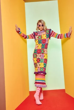 Celia B Magenta Dress-Women Crochet