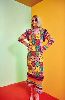 Celia B Magenta Dress-Women Crochet