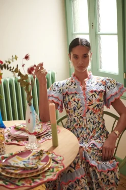 Celia B Sea Flowers Napkins Set Of Two- Homeware